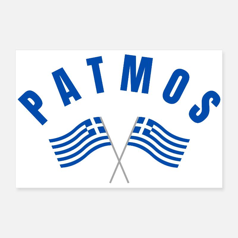 Patmos Croisant les drapeaux grecs Poster 60 x 40 cm