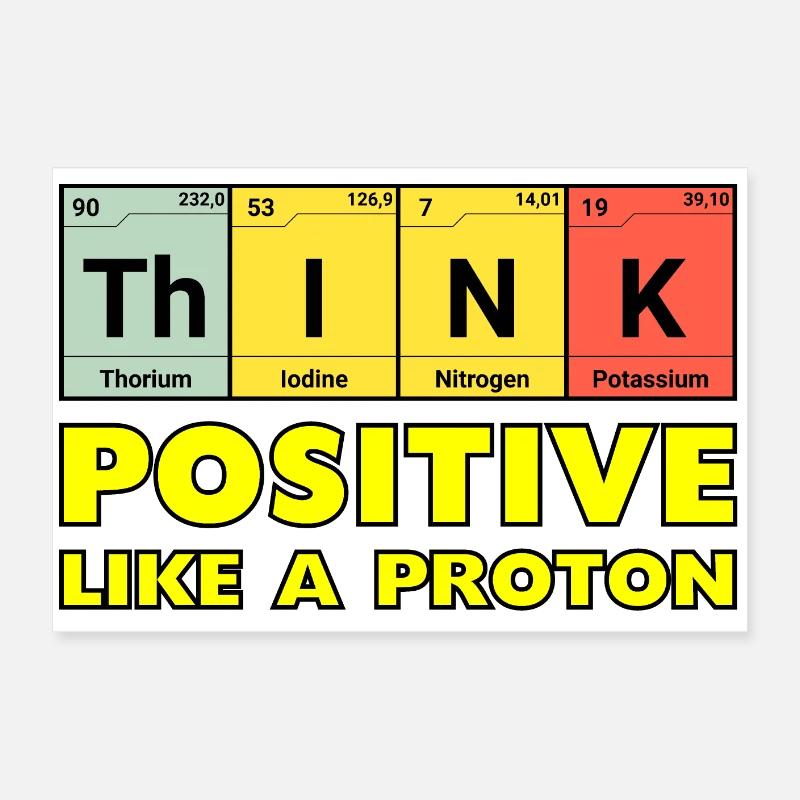 Denke Positiv, wie ein Proton Poster 60x40 cm