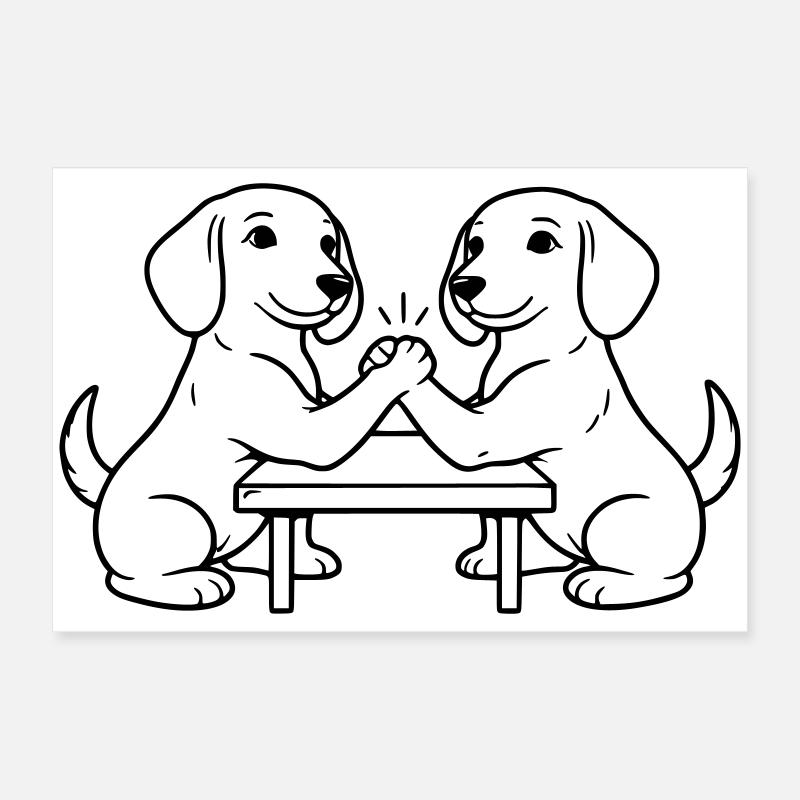 dackel armwrestling armdrücken Poster 60x40 cm