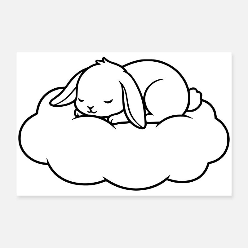 Vecteur de contour de nuage de Sleeping Bunny Poster 60 x 40 cm