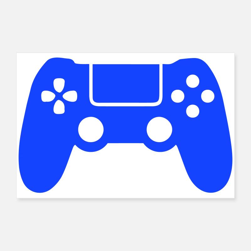 Blue Gaming Controller Silhouette Poster 24" x 16" (60x40 cm)