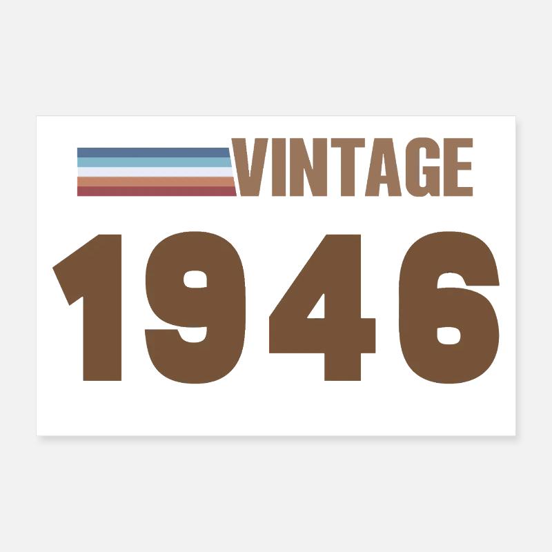 T-Shirt 80 Ans 1946 Script Manuscrit Poster 60 x 40 cm