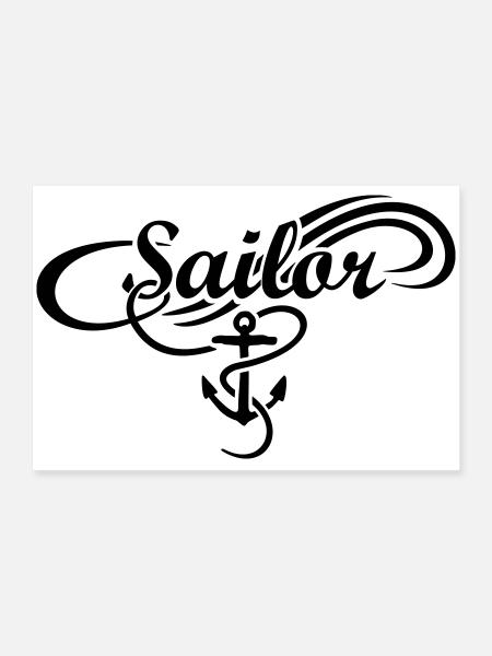Sailor Waves Anchor Sail Sailing - Poster 24" x 16" (60x40 cm) - white - Front