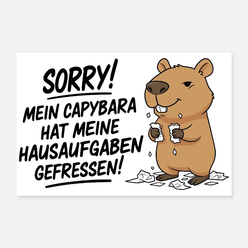 Pardon! Capybara a mangé mes devoirs Poster 60 x 40 cm