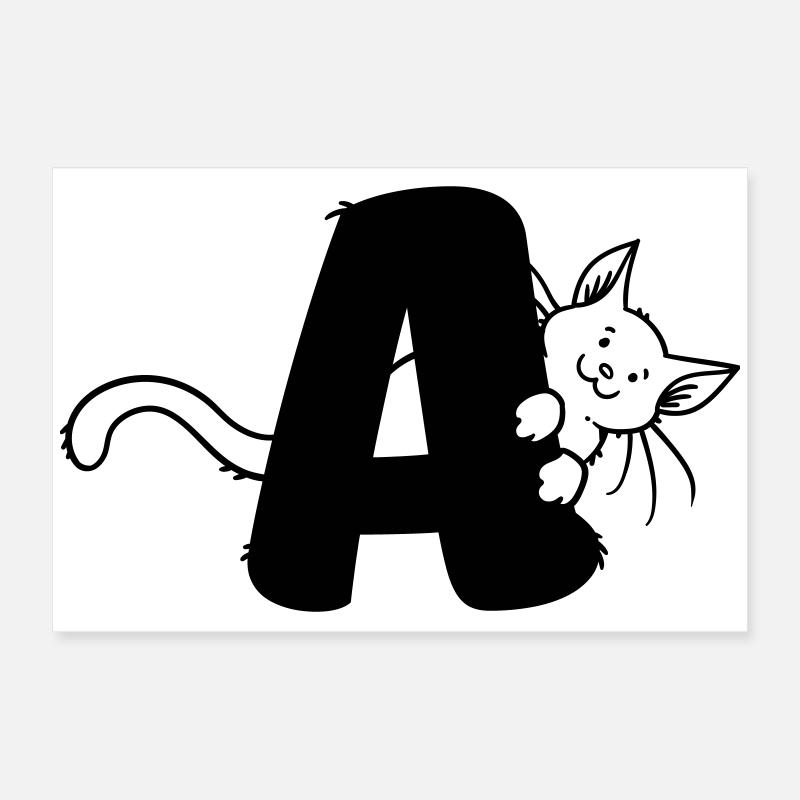 Lettre A du chat Poster 60 x 40 cm