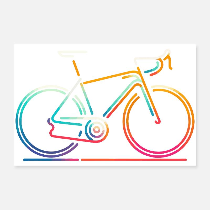 Vibrant Cycling Line Art Poster 24" x 16" (60x40 cm)