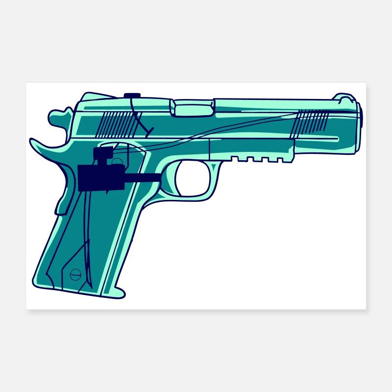 Pistolet à eau vectoriel (changement de couleur possible) Poster 60 x 40 cm