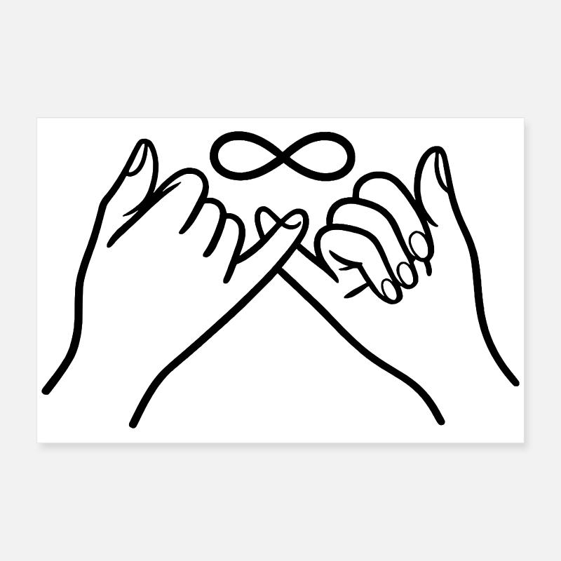 Pinkie Promise Infinity Minimal Design d’art au trait Poster 60 x 40 cm