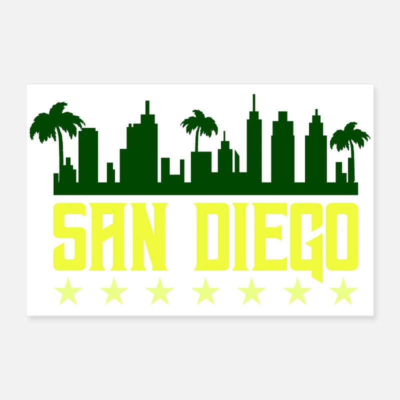 San Diego Skyline Jaune néon Poster 60 x 40 cm