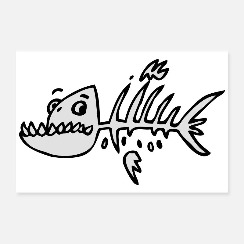 skelettfisch Poster 60x40 cm