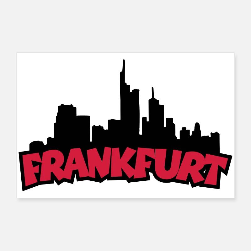 Francfort Skyline (Noir / Rouge) Poster 60 x 40 cm