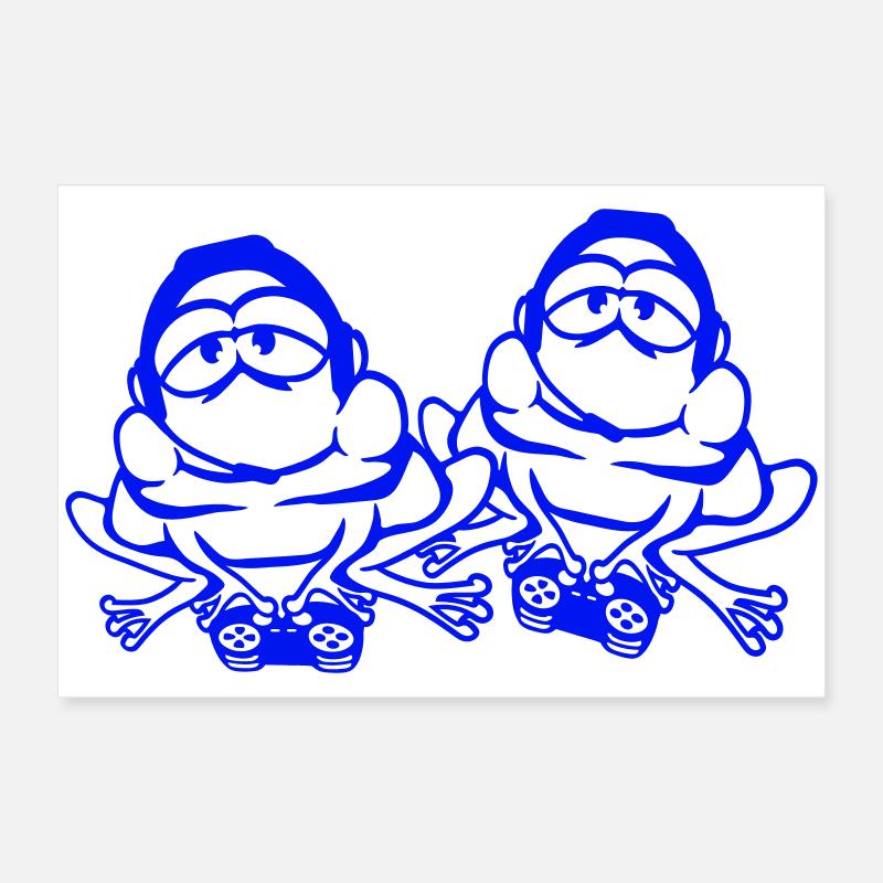 2 Frogs Gamer Nerd Gaming Controller Game Team Poster 60 x 40 cm