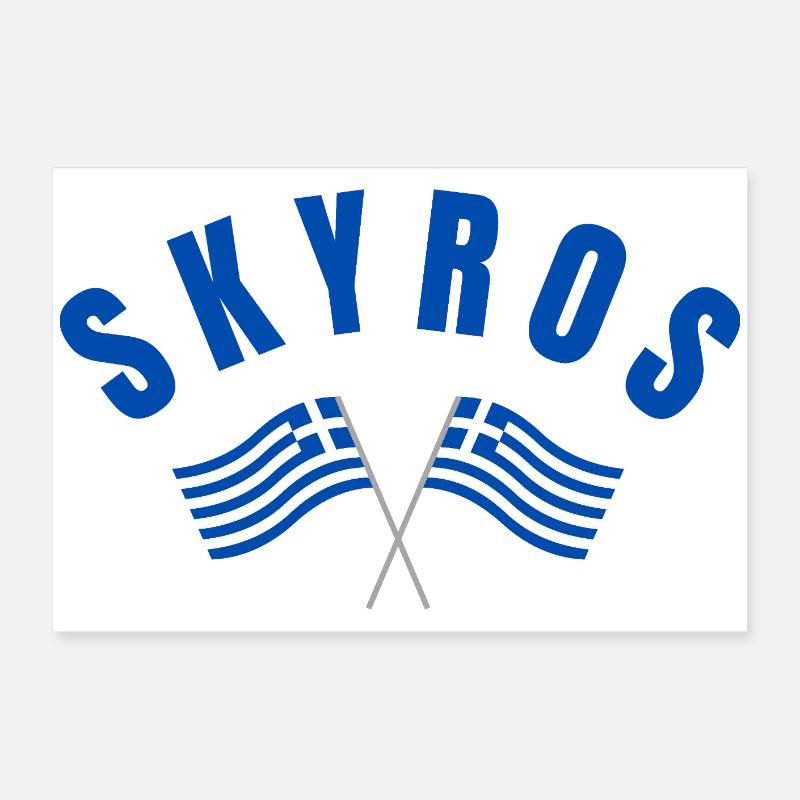 Skyros Greek Crossed Flags Poster 24" x 16" (60x40 cm)