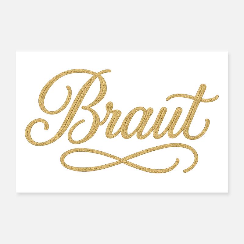 BRAUT Lettrage élégant brodé doré Poster 60 x 40 cm