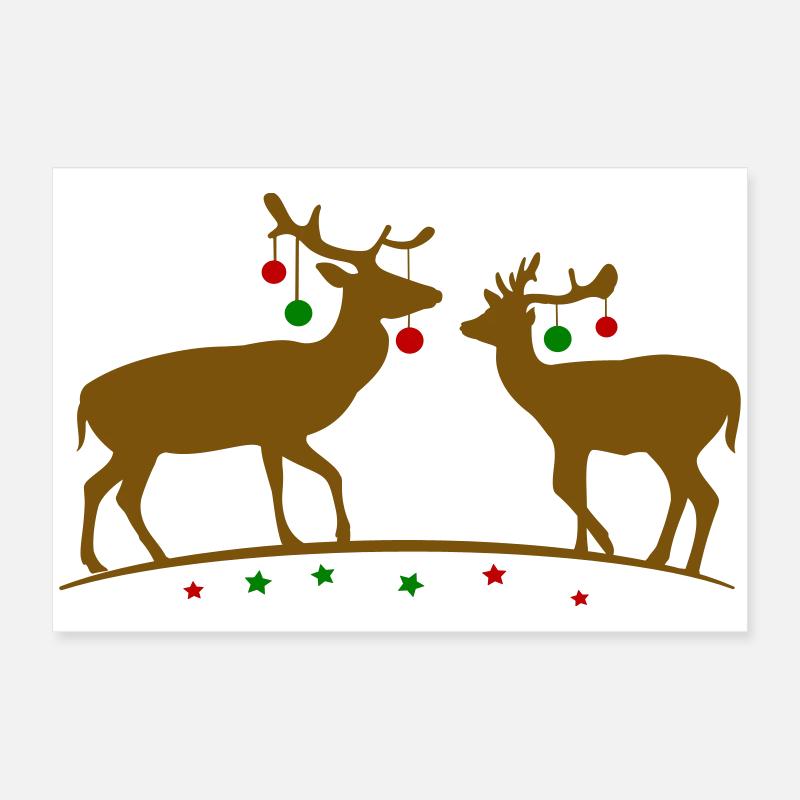 Hirsche mit Weihnachtskugeln Poster 60x40 cm