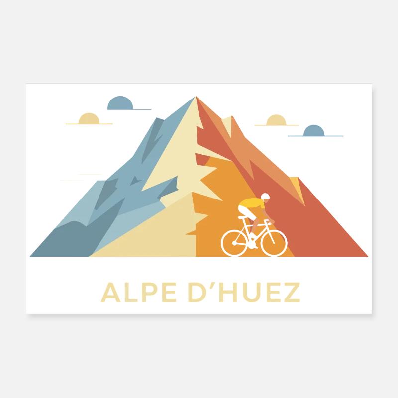 Radfahrer Alpe d'Huez Kunst Poster 60x40 cm