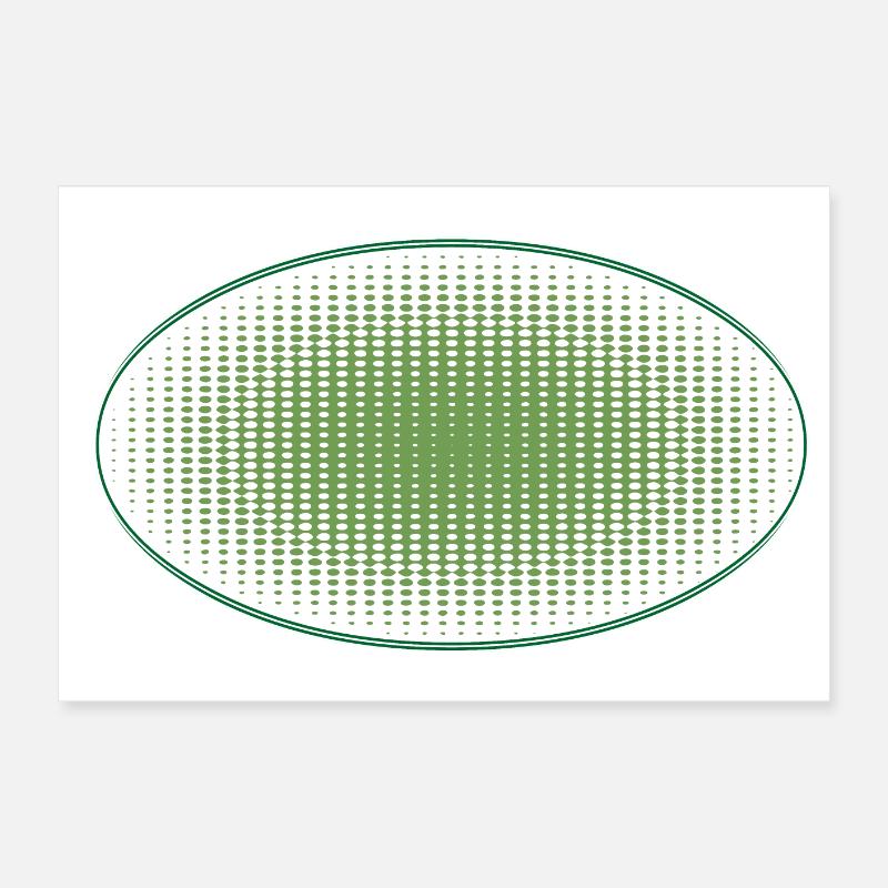 Points verts ovales, avec cadre Poster 60 x 40 cm
