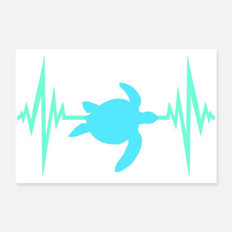 Water Turtle Pulse Heartbeat Frequency ECG Fun Poster 24" x 16" (60x40 cm)