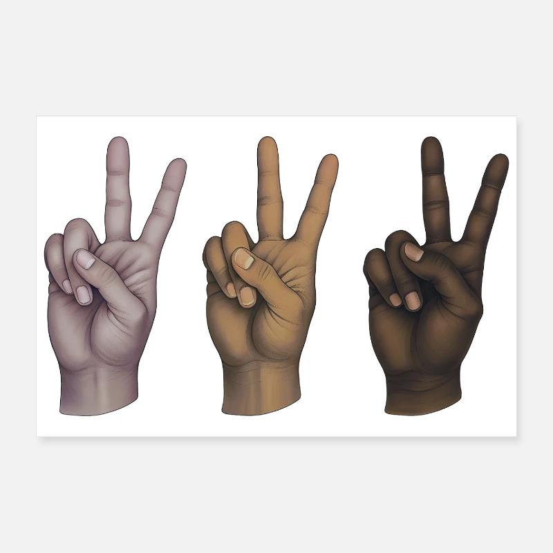 PEACE HANDS  ALL EQUALS  - peace & love Poster 60 x 40 cm