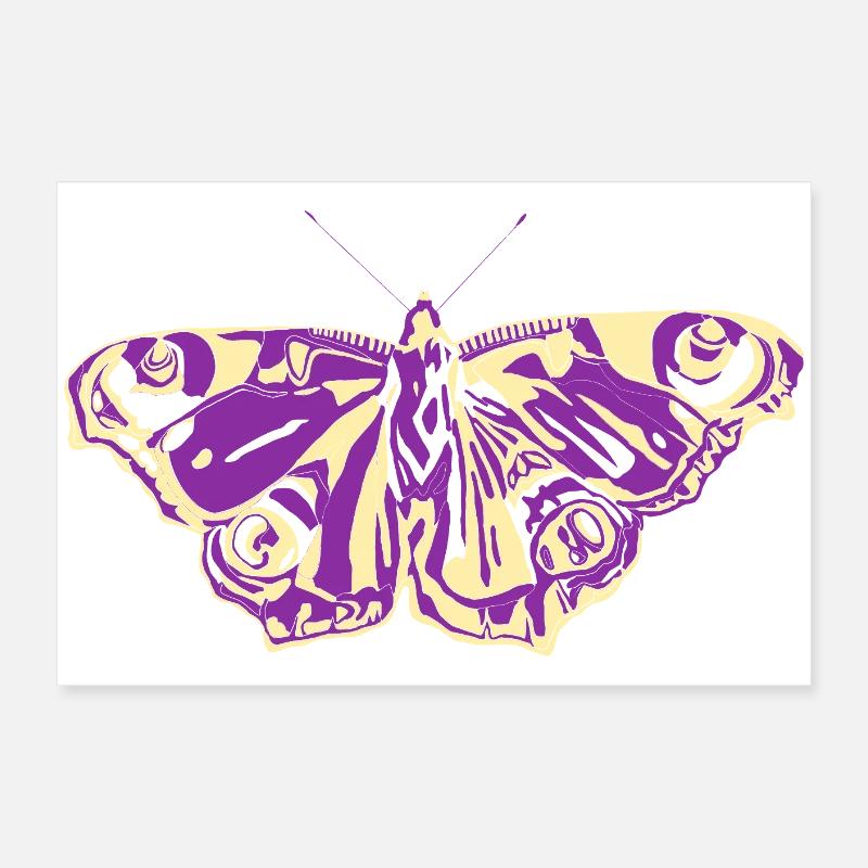 Papillon jaune violet Poster 60 x 40 cm