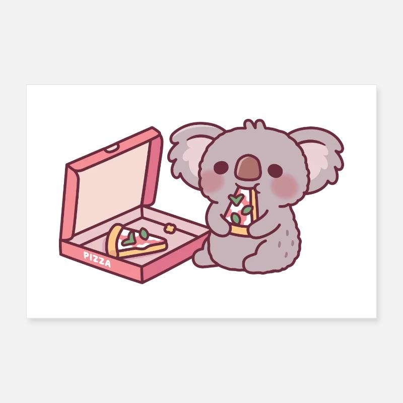 Cute Koala Bear Eating Pizza Poster 24" x 16" (60x40 cm)