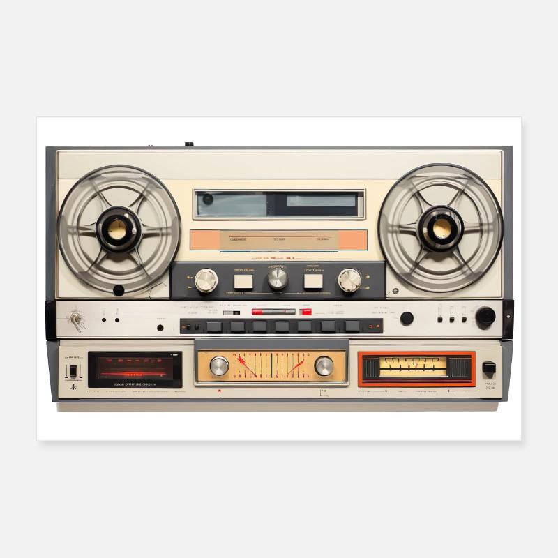 Retro Tape Recorder Vintage Design Poster 24" x 16" (60x40 cm)