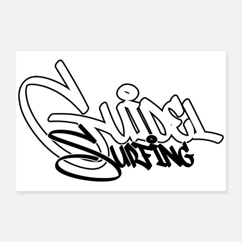 Surfing Graffiti Noir Poster 60 x 40 cm