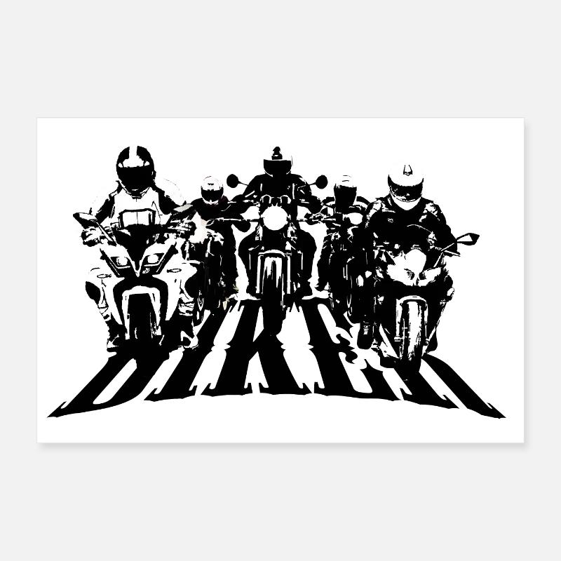 Biker Group Black/White Poster 24" x 16" (60x40 cm)