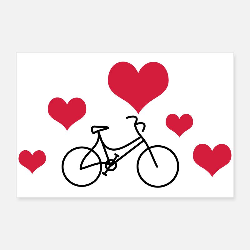 Vélo de dames de cœur Poster 60 x 40 cm