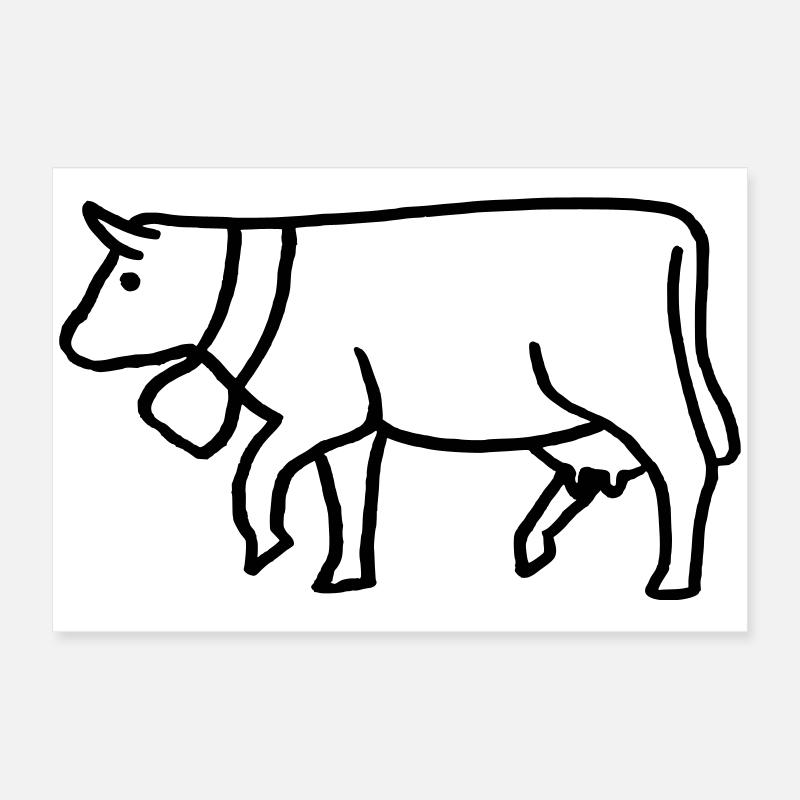 Cow drawn with bell Poster 24" x 16" (60x40 cm)