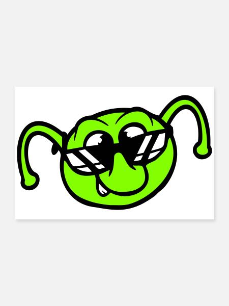 Raupe Sonnenbrille Cool Lächeln Frech Spaß Comic - Poster 60x40 cm - Weiß - Vorne