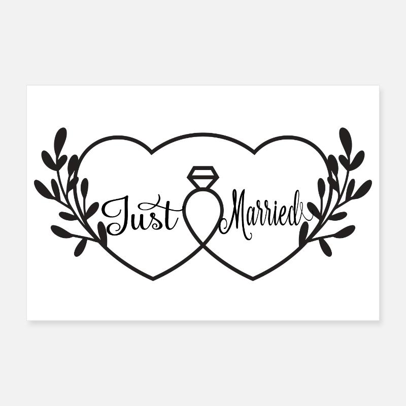 Verschlungene Herzen & Ring - Just Married Poster 60x40 cm