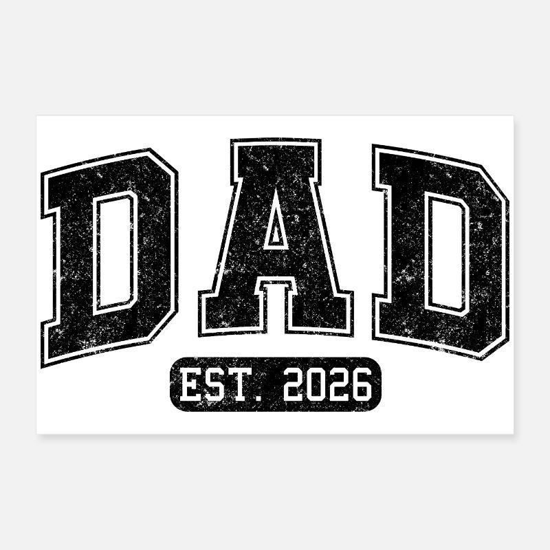 Dad Est 2026 Neuer Papa Vater wird 2026 Vatertag Poster 60x40 cm