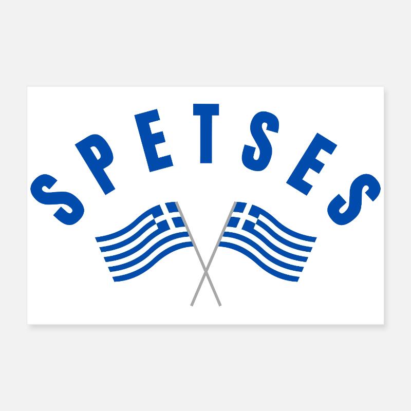 Spetses Crossed Greek Flags Poster 24" x 16" (60x40 cm)