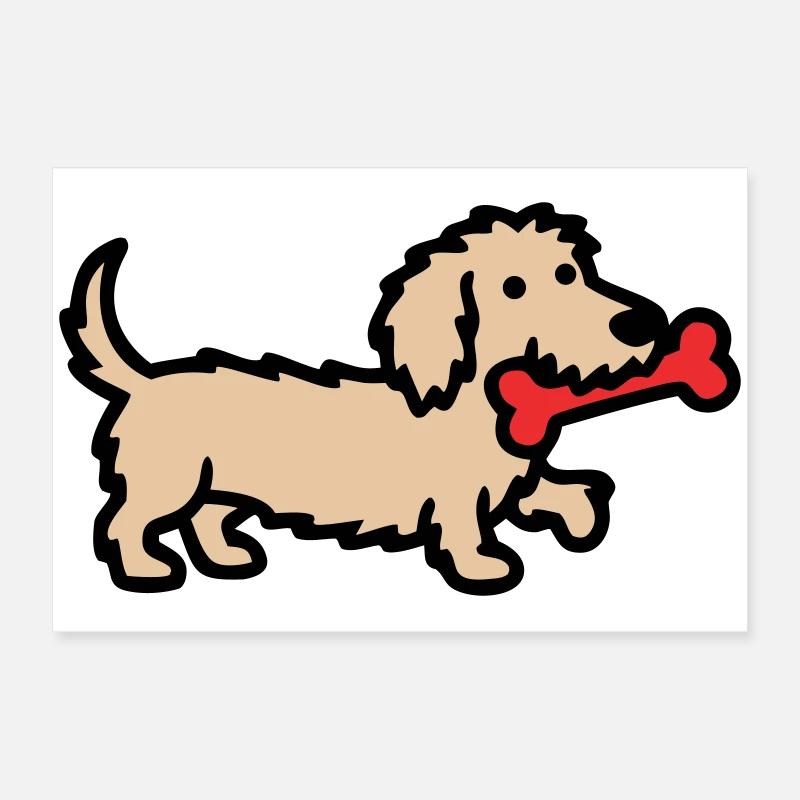 Dessin dessiné Terrier Doodle Bone Poster 60 x 40 cm