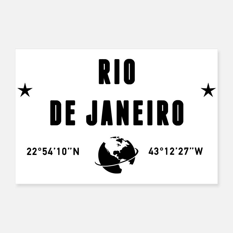 Rio De Janeiro Coordinates Earth Poster 24" x 16" (60x40 cm)