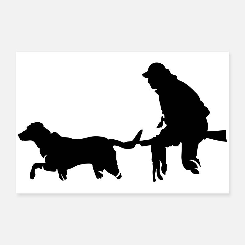 Jäger mit Hund Poster 60x40 cm