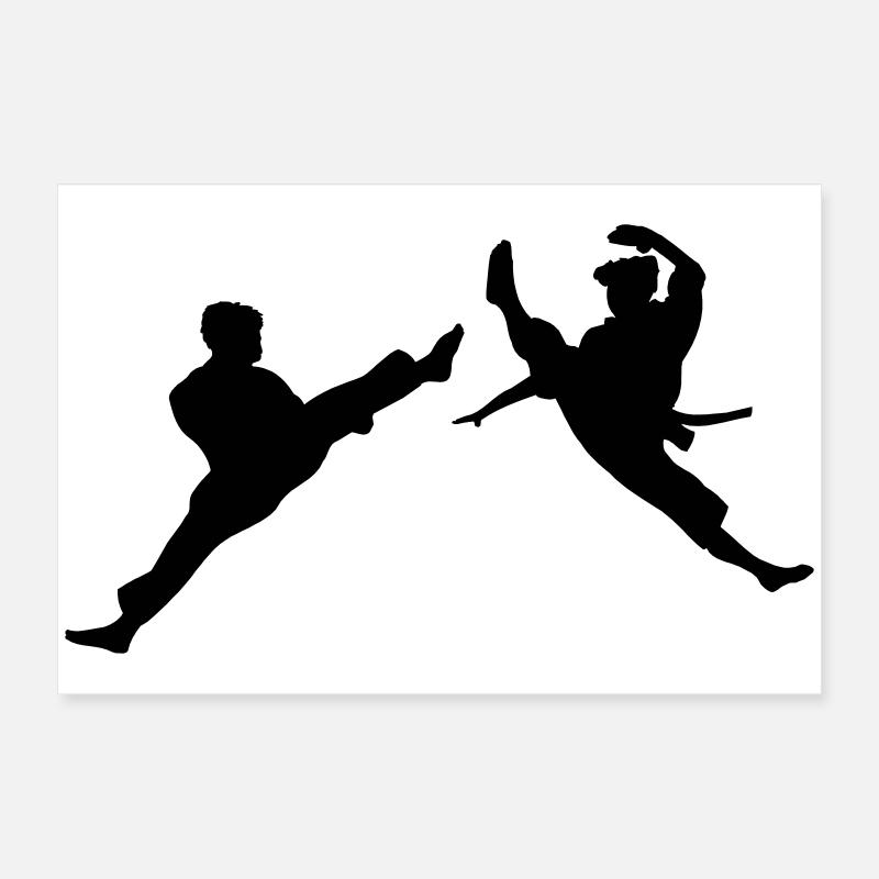 Two flying karate kick or teakwondo kick Poster 24" x 16" (60x40 cm)