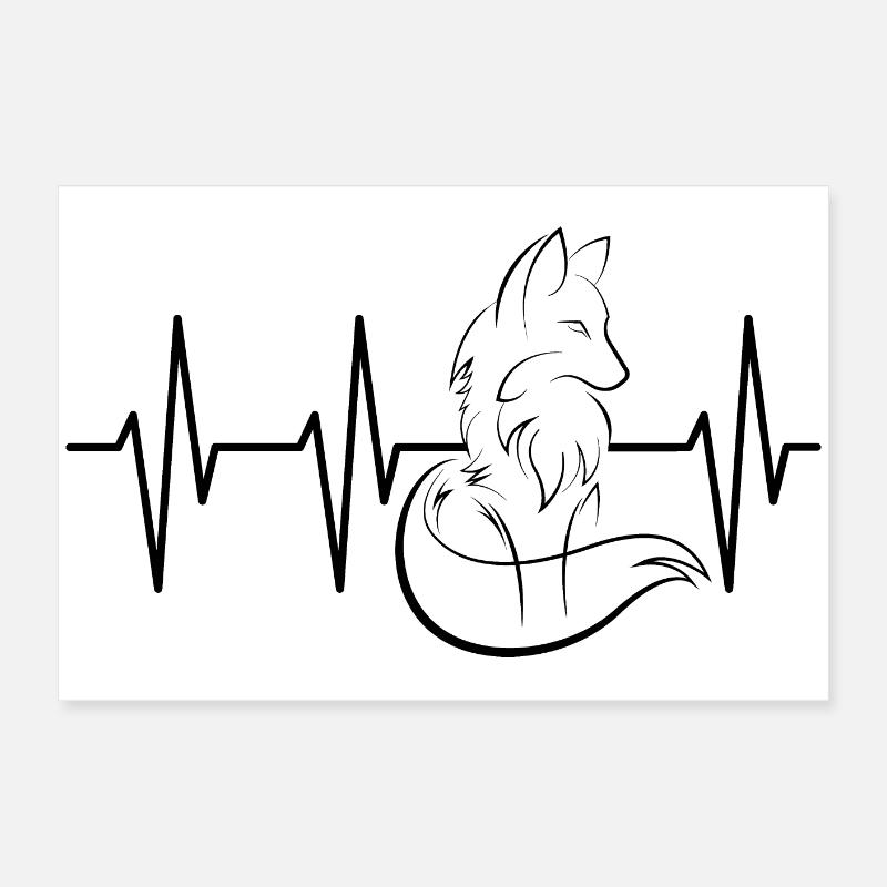 Pulse Fox symbole Heartbeat Foxes Illustration Poster 60 x 40 cm