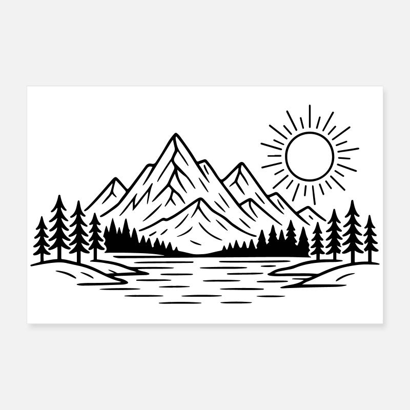 Forêt naturelle des montagnes Poster 60 x 40 cm