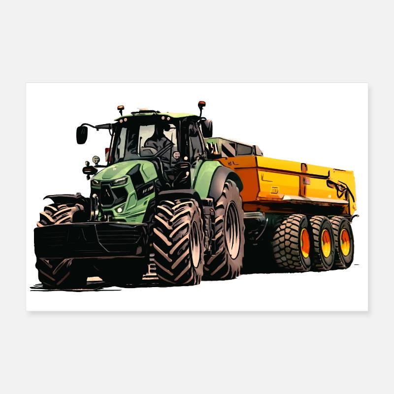 Deutz with trailer tipper Poster 24" x 16" (60x40 cm)