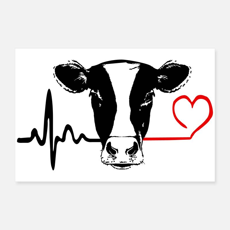 Battement de cœur de l’amour de vache Poster 60 x 40 cm