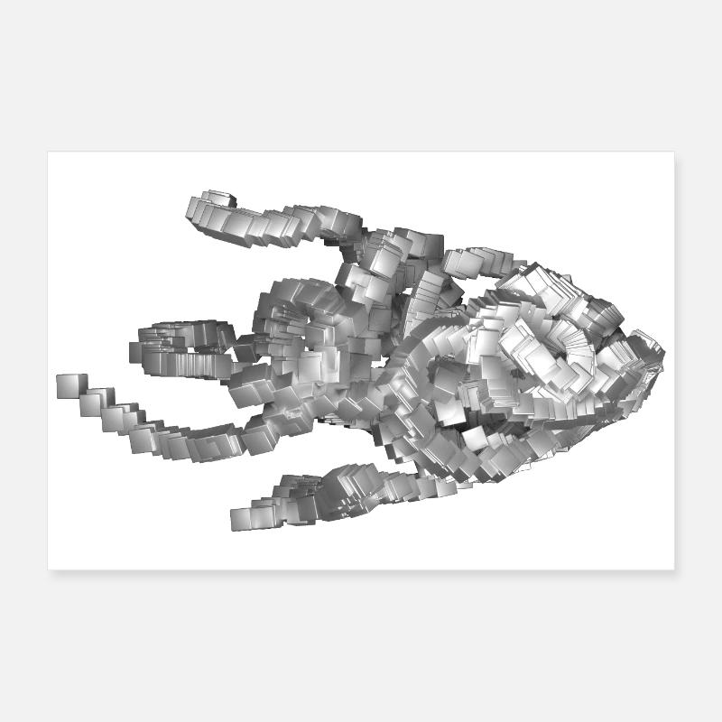 Futuristic Geometric Fish Sculpture Poster 24" x 16" (60x40 cm)