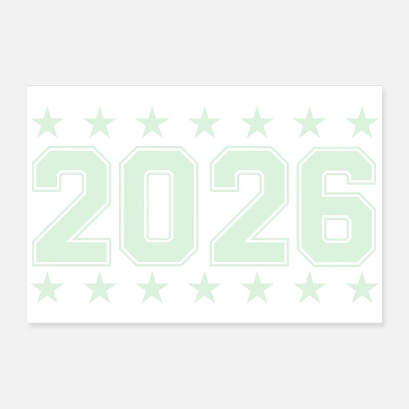Police rétro Block 2026 avec étoiles Poster 60 x 40 cm