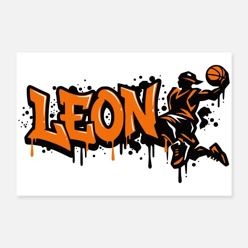 LEON Graffiti Basket-ball Dunk Poster 60 x 40 cm