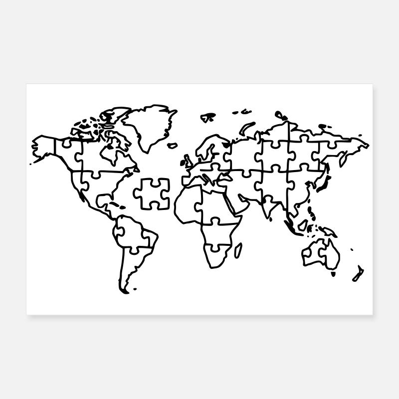 World Map Puzzle Earth Global Poster 24" x 16" (60x40 cm)