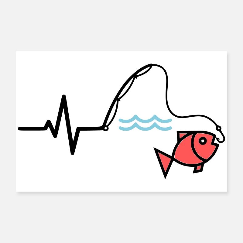Canne à pêche à impulsions couleur poisson Poster 60 x 40 cm