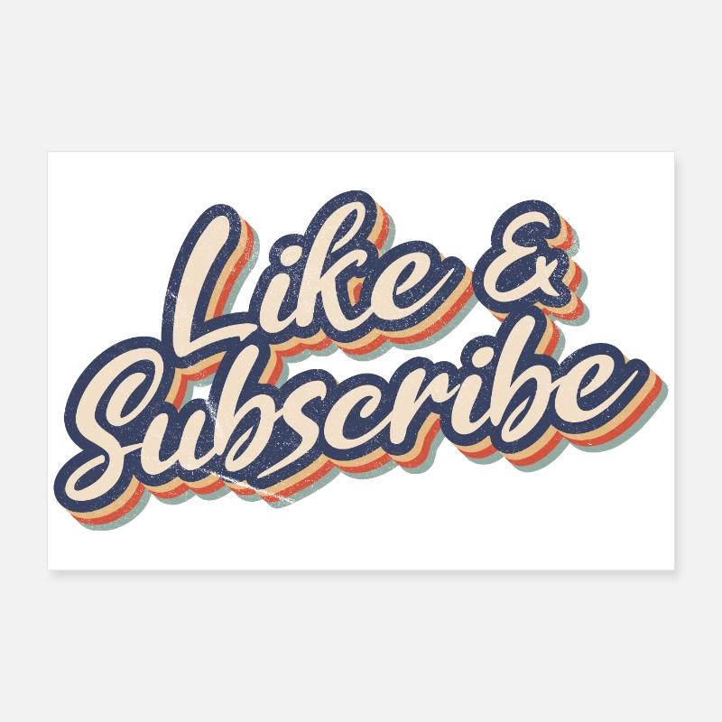 Like & Subscribe 70s Style Poster 60x40 cm