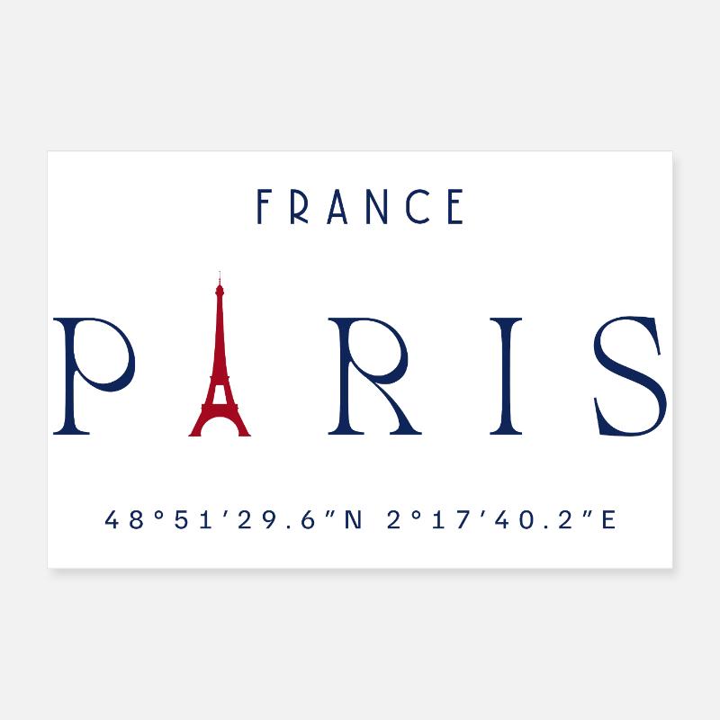 Pariser Blauer Eiffelturm Rot Poster 60x40 cm