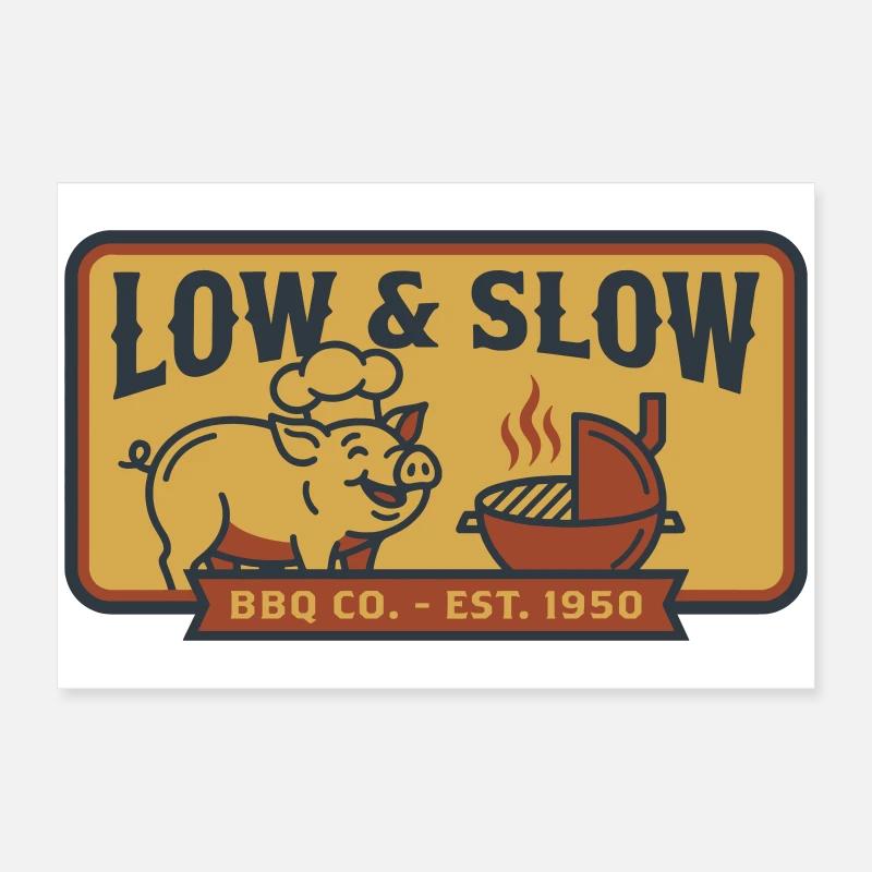 Cuisson Lente et Douce Cochon Pitmaster Barbecue Poster 60 x 40 cm